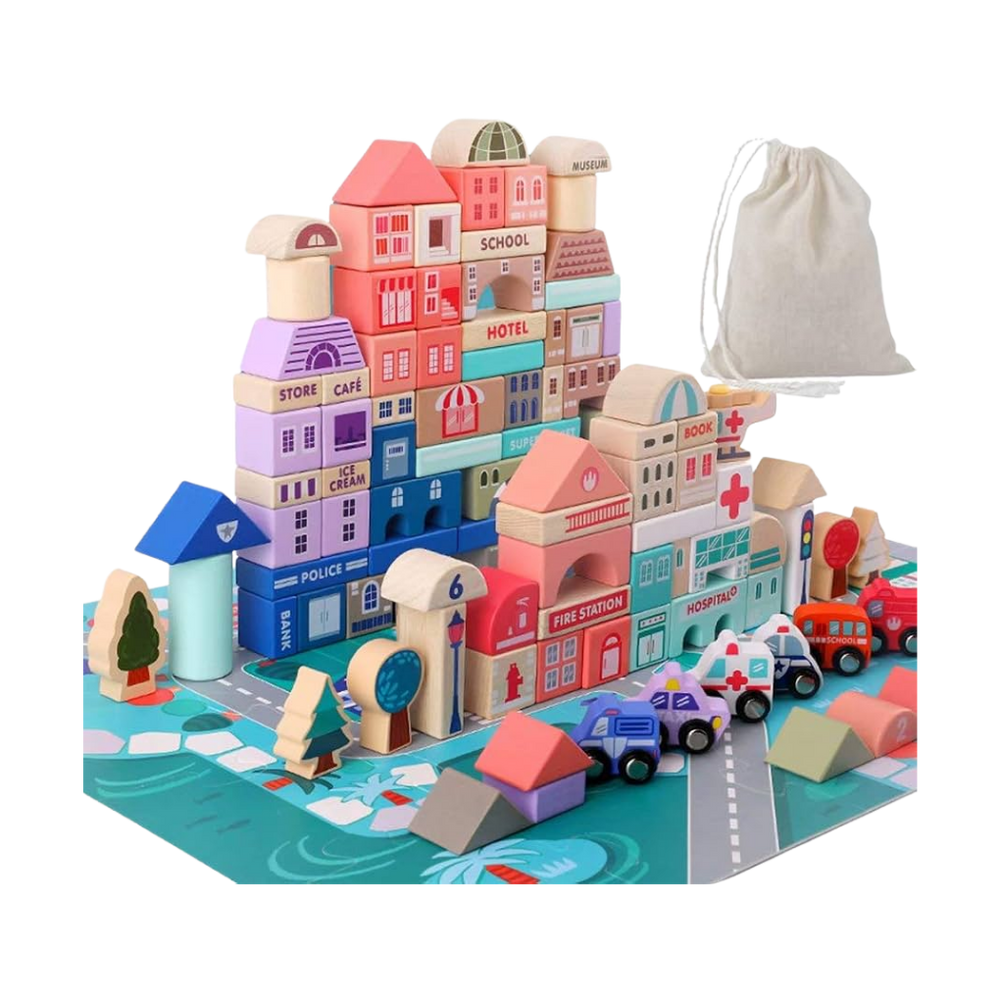 Wooden City Building Blocks 3+