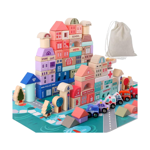 Wooden City Building Blocks 3+